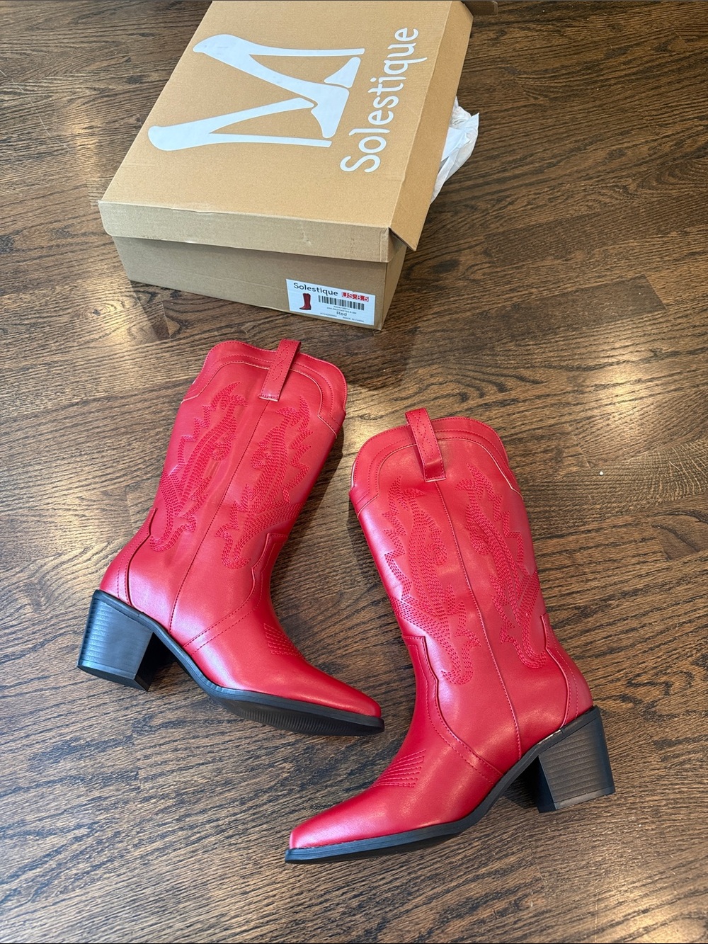 Red Western Heeled Boots